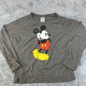 Mickey Mouse Disney Long Sleeve Very Soft and Thin Gray Shirt Size Medium